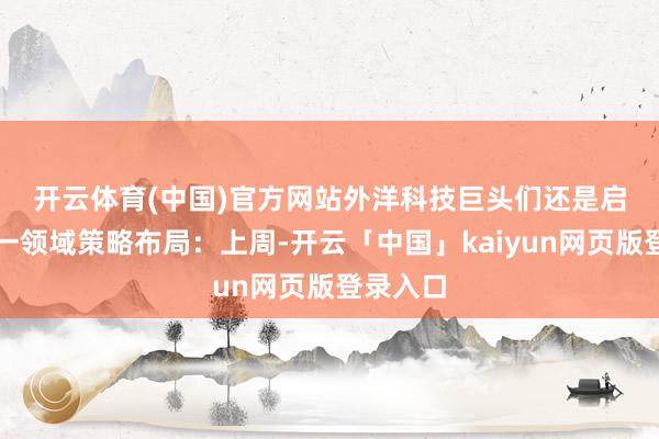 开云体育(中国)官方网站　　外洋科技巨头们还是启动在这一领域策略布局：上周-开云「中国」kaiyun网页版登录入口
