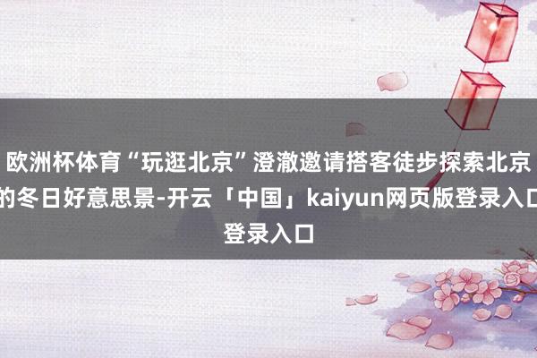 欧洲杯体育“玩逛北京”澄澈邀请搭客徒步探索北京的冬日好意思景-开云「中国」kaiyun网页版登录入口