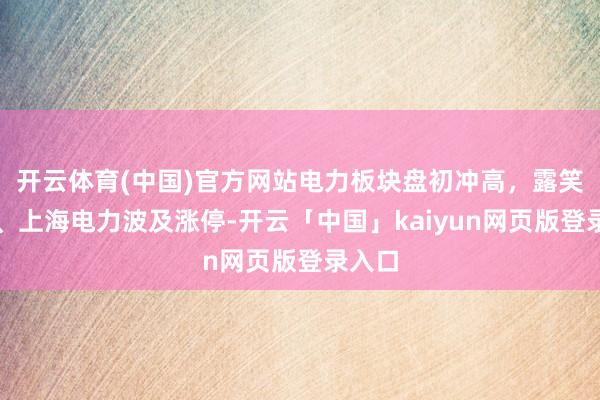 开云体育(中国)官方网站电力板块盘初冲高，露笑科技、上海电力波及涨停-开云「中国」kaiyun网页版登录入口