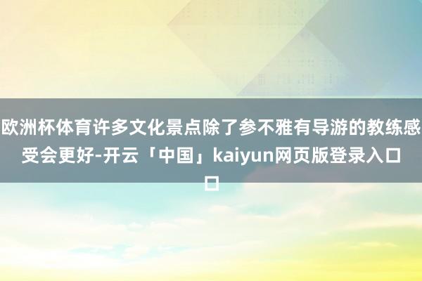 欧洲杯体育许多文化景点除了参不雅有导游的教练感受会更好-开云「中国」kaiyun网页版登录入口