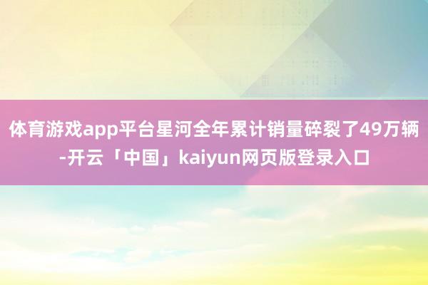 体育游戏app平台星河全年累计销量碎裂了49万辆-开云「中国」kaiyun网页版登录入口